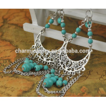 Top Selling Fashion Turquoise Tassel Vintage Drop Earrings Jewelry Design For Ladies SSEH037